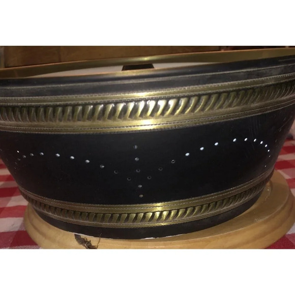 Ceiling Light Perforated Metal Round Shade Vintage Black & Gold - Picture 4 of 8